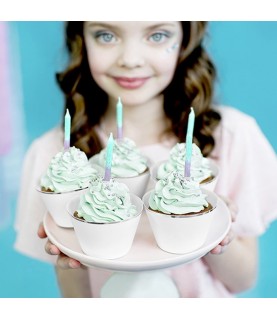 20 Mint- Purple Glitter Ombre Candles