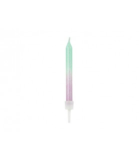 20 Bougies Ombré Paillettes Menthe-Violet