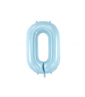 Pastel Blue Mylar Ballon Number 0