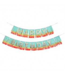Rainbow Happy Birthday Fringe Garland