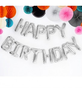 Happy Birthday Silver Letters Mylar Balloons