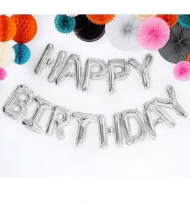 Happy Birthday Silver Letters Mylar Balloons