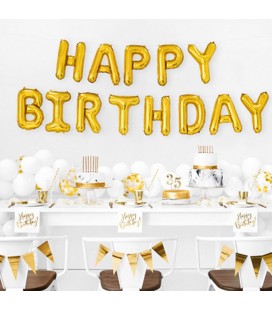 Ballons Mylar Lettres Dorées Happy Birthday