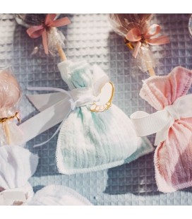 4 Pochons Gaze de Coton - Bleu Pastel