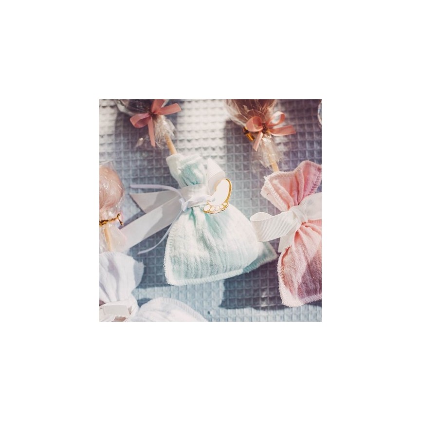 4 Pochons Gaze de Coton - Bleu Pastel