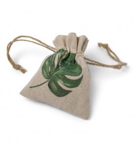 5 Linen Pouches - Tropical Leaf