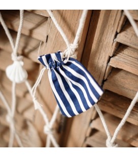 5 Cotton Pouches - Navy Striped