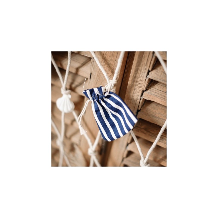 5 Cotton Pouches - Navy Striped