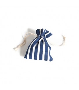 5 Cotton Pouches - Navy Striped