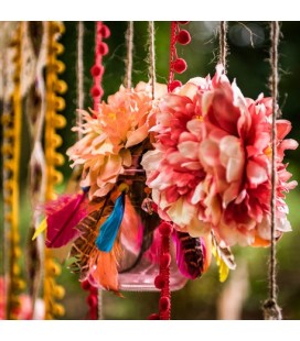 Peru Pompom Ribbon - Red