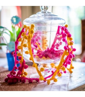 Peru Pompom Ribbon - Fuschia
