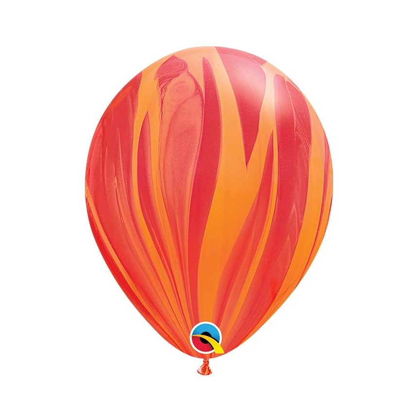 1 Red & Orange Marble Agate Balloon