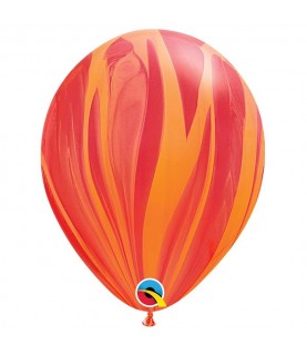1 Red & Orange Marble Agate Balloon