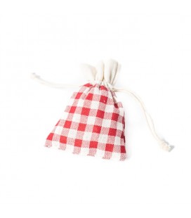 5 Linen Pouches - Red Gingham