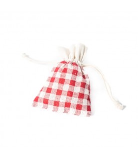 5 Linen Pouches - Red Gingham