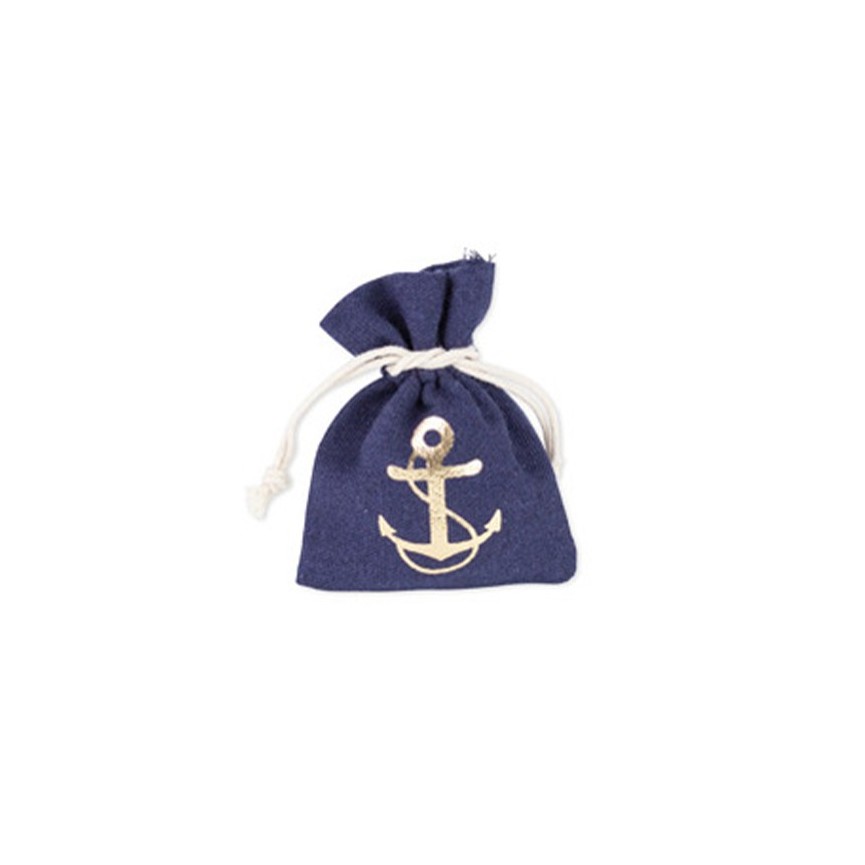 4 Pochons en Lin Marine - Ancre