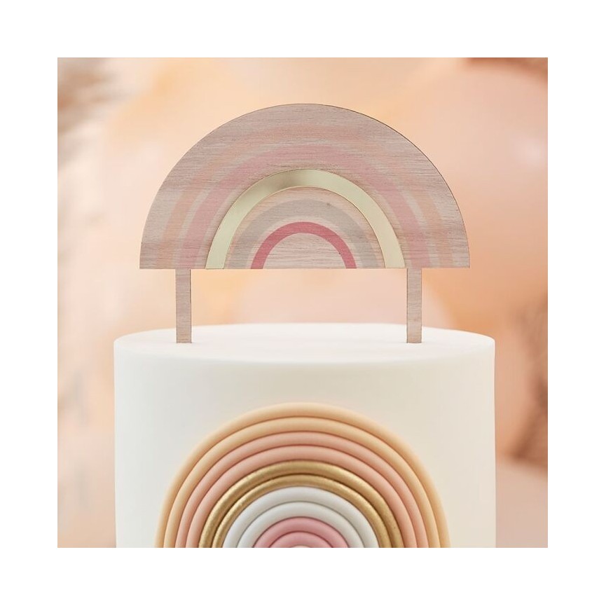 Wooden & Acrylic Rainbow Cake Topper